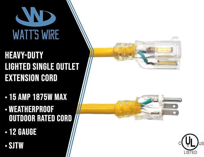 10 ft Outdoor Extension Cord Waterproof - Image 2