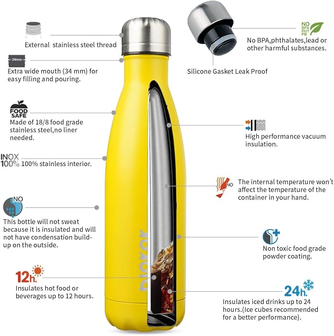 BJPKPK 17oz Insulated Stainless Steel Water Bottles, Sports Water Bottles Keep - Image 3