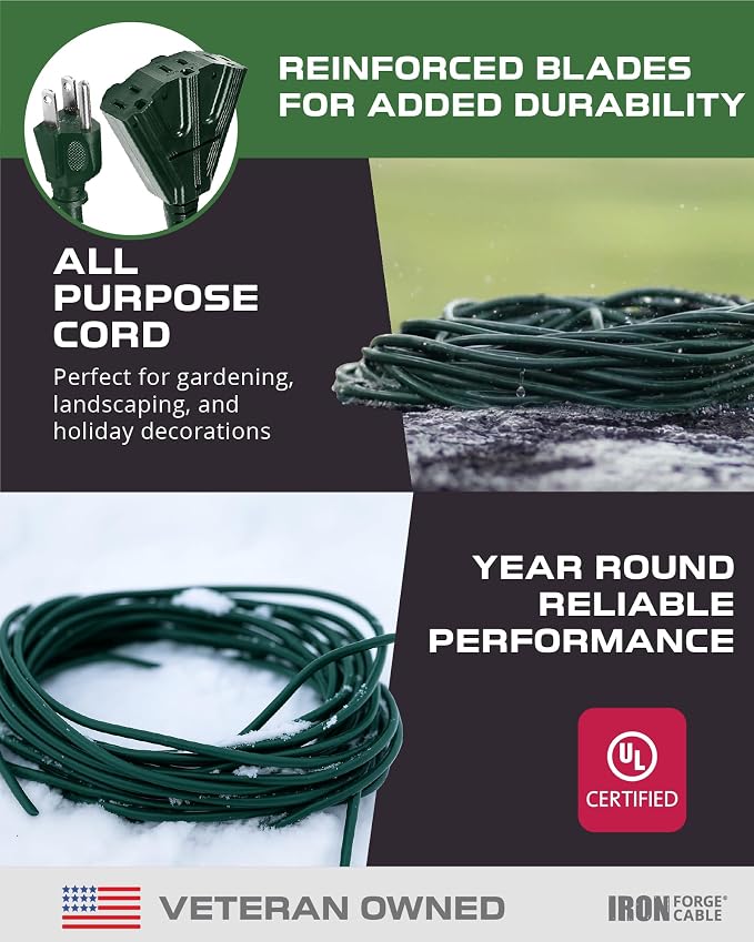 Iron Forge Cable 50ft Green Outdoor Extension Cord - Image 7