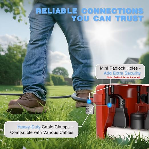 Flemoon Medium Outdoor Electrical Box, IP54 Waterproof Extension Cord Cover w/6 - Image 8