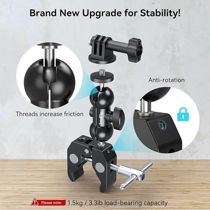 SMALLRIG Camera Mount Kit, Ball Head Magic Arm - Image 2