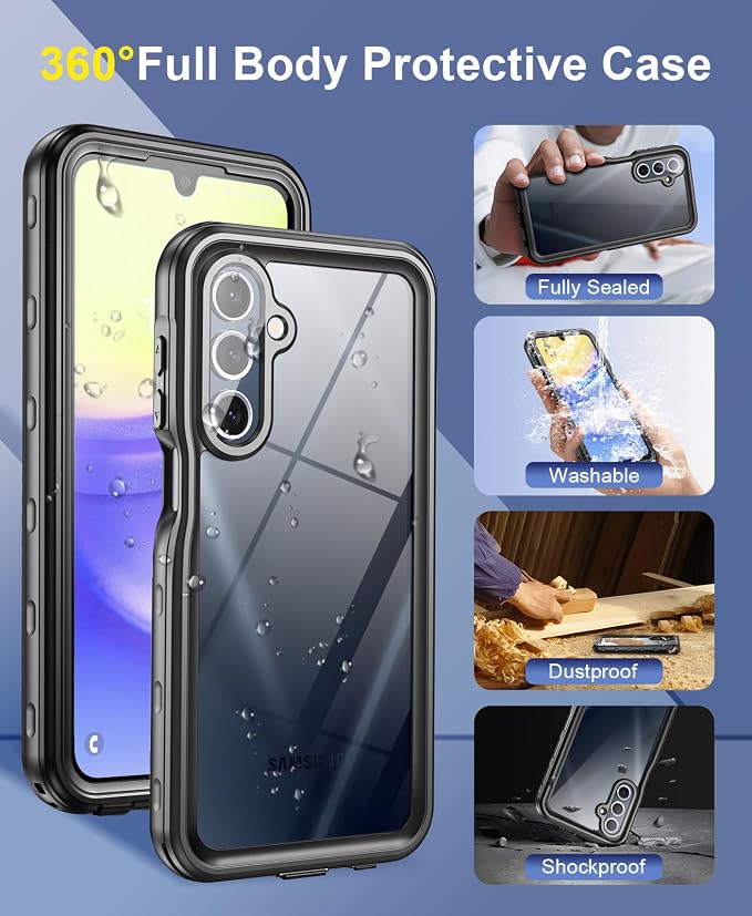 Beasyjoy for Samsung Galaxy A15 5G Case Waterproof, IP68 Underwater - Image 2