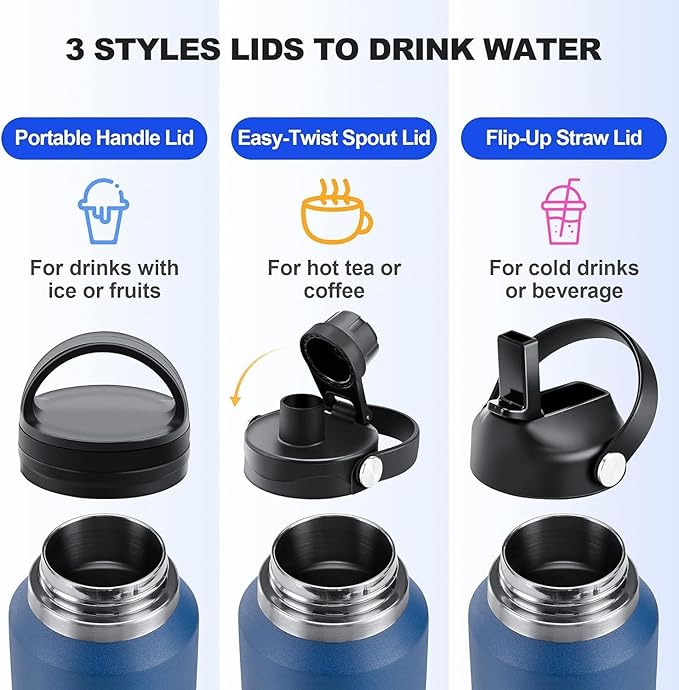 32oz Stainless Steel Water Bottle, Double Wall Vacuum Insulated Bottle - Image 6
