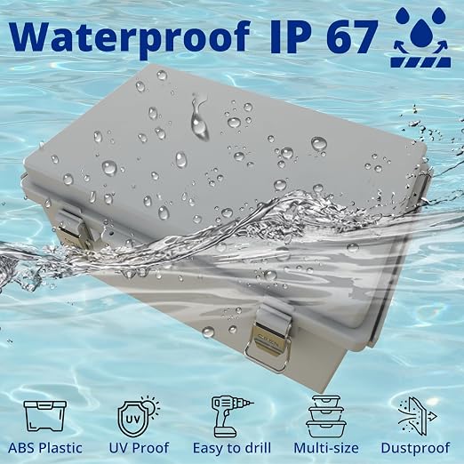 MAKERELE Gray Plastic Waterproof Electrical Box Outdoor, IP67 ABS - Image 3