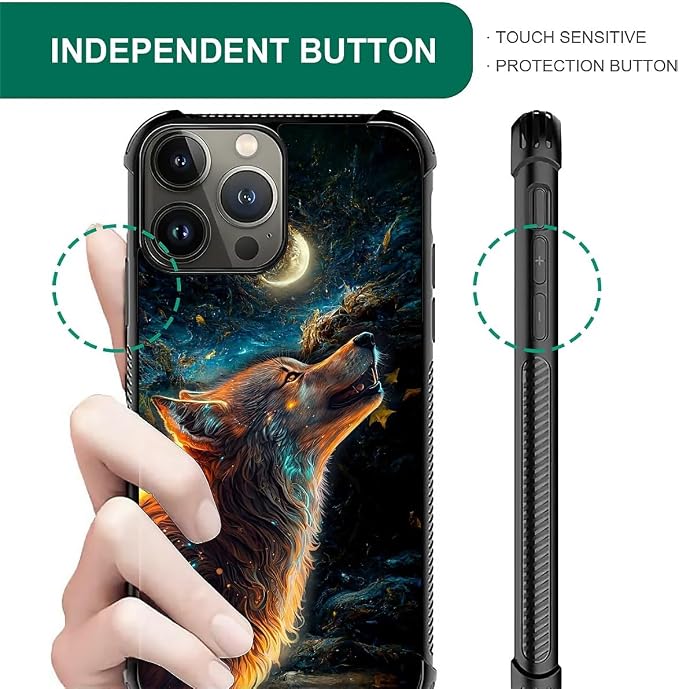 for iPhone 15 Pro Max Case, Star Cave Hungry Wolf Pattern Graphic Design Girl - Image 6