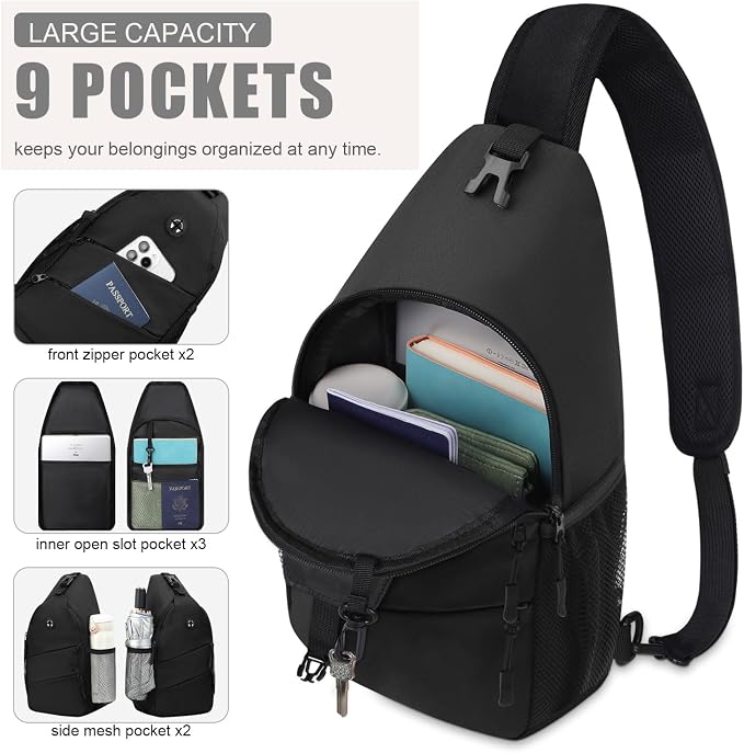Pritent Crossbody Bags for Women Men Trendy Sling Bag Backpack Casual Chest Bag - Image 3