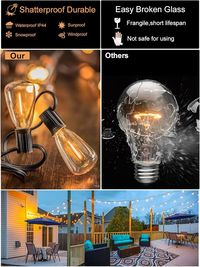 DAMAING Outdoor String Lights Weatherproof 400FT shatterproof connectable Patio - Image 4