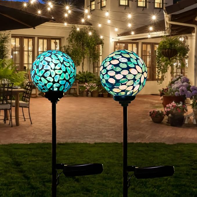 VCUTEKA Solar Lights Outdoor Decorative, Mosaic Solar Garden Light Waterpoof - Image 5