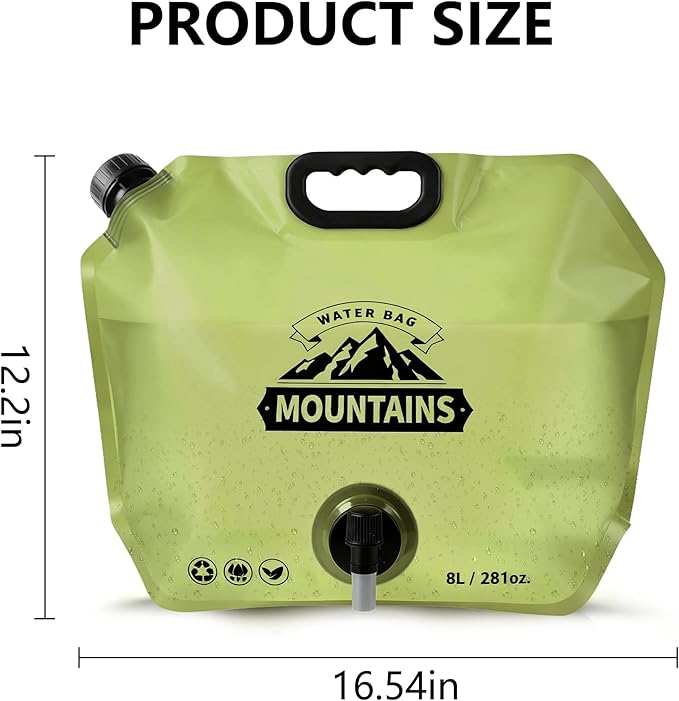 8L Collapsible Water Bag BPA-Free Foldable Water Container Leakproof Portable - Image 2