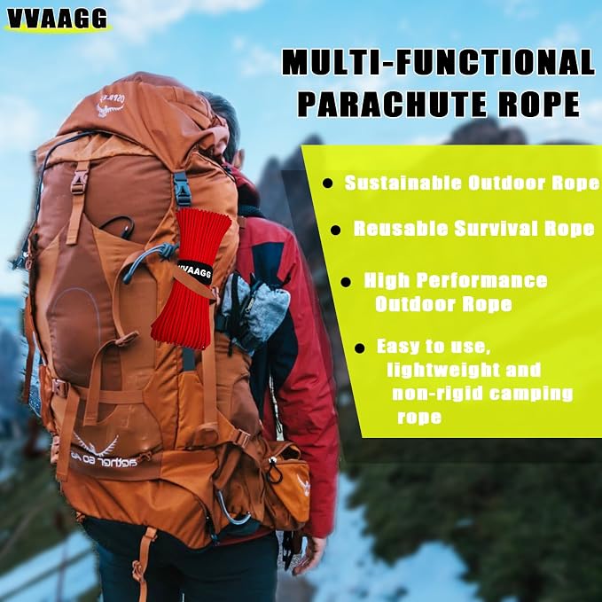 VVAAGG 1000 Red Paracord100FT Utility Parachute Cord 4mm Nylon String12 Strand - Image 6