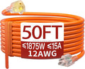 50 FT 12 Gauge Extension Cord Outdoor, Heavy Duty Weatherproof & Flame by Skrizcable