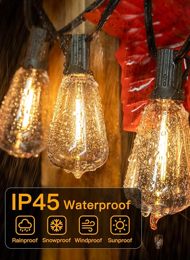 Ollny Outdoor String Lights 160FT, Shatterproof Connectable Patio Lights - Image 6