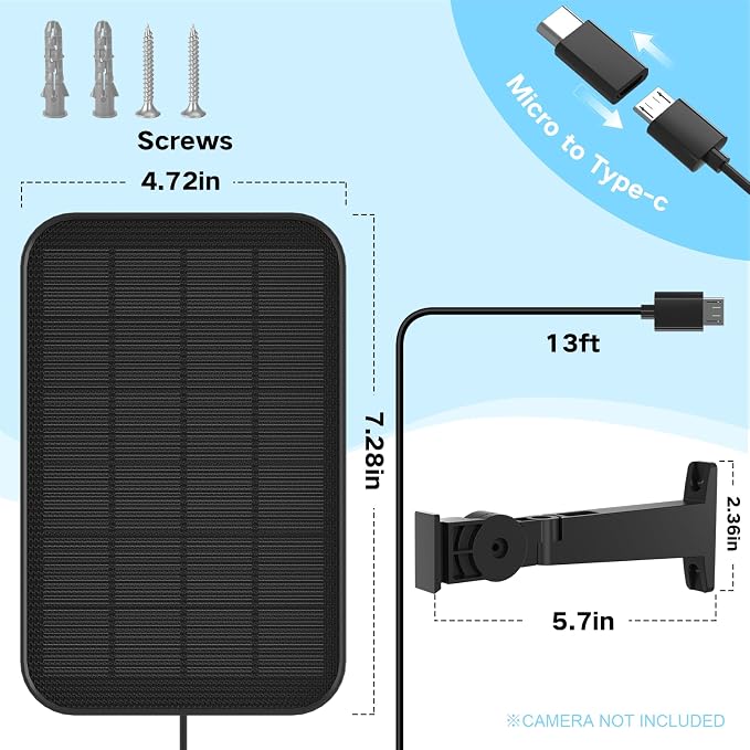 VIRTAVO 3.2W Solar Panel for Security Camera Compatible - Image 3