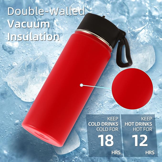Volhoply 18oz Insulated Water Bottle Bulk 4 Pack, Kids Stainless Steel Water - Image 2