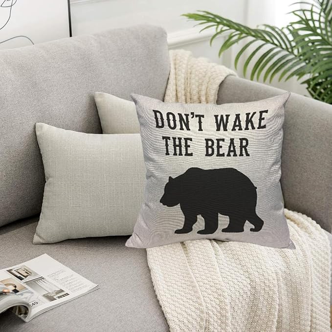 TKS MITLAN Don't Wake The Bear Decorative Pillow Covers Cool Animal Bear Black - Image 5