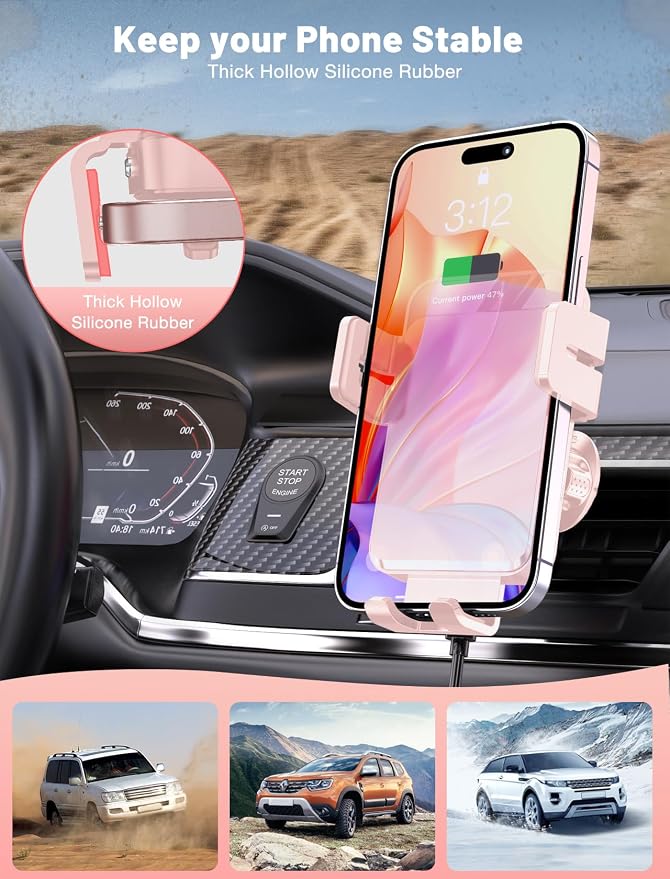 Wireless Car Charger, MOKPR Auto-Clamping Car Mount 15W/10W/7.5W Fast Charging - Image 6