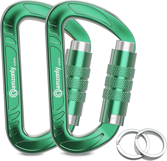 3inch Auto Locking Carabiner Clips Heavy Duty, 12KN /2697lbs Lightweight by AMZONLYLORSUM