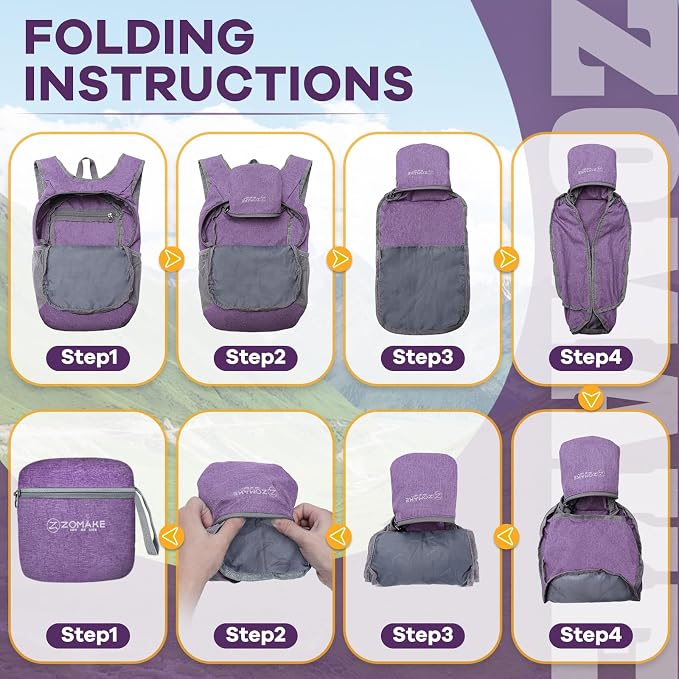 ZOMAKE 10L Ultra Lightweight Packable Backpack, Small Daypack Light Foldable - Image 5