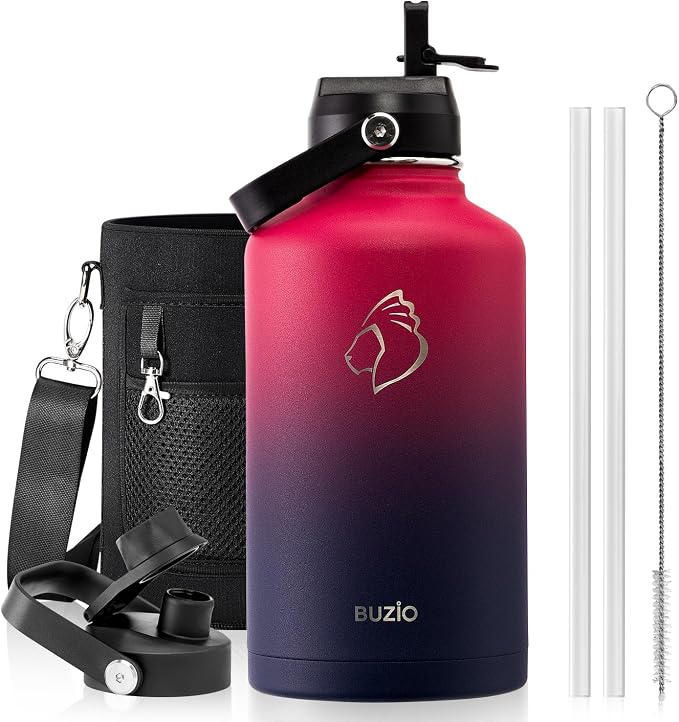 BUZIO 64oz Insulated Water Bottle Stainless Steel Double Wall Leak Proof Half - Image 9