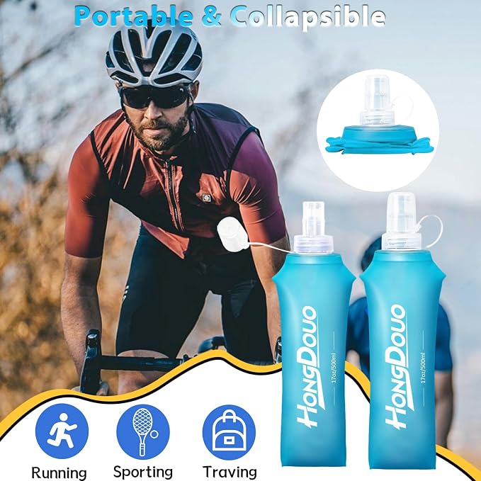2 Packs Soft Flask, 17oz/500ml TPU Collapsible Soft Water Bottle - Image 3
