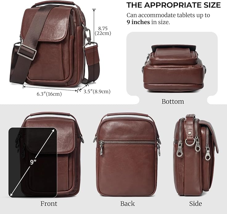 Augus Leather Small Messenger Bag - Image 5
