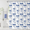 Navy Bow Shower Curtain by Caheansi
