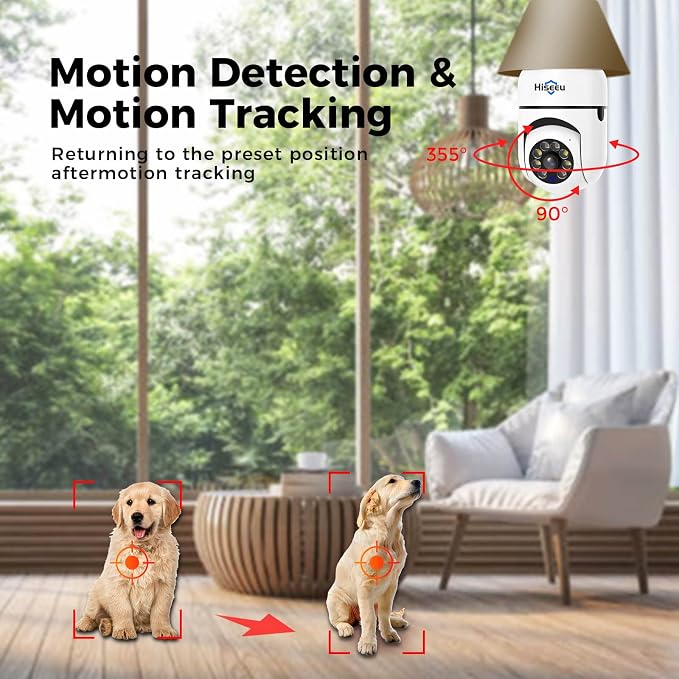 Hiseeu Light Bulb Security Camera, 2.4GHz 5GHz WiFi Light Bulb Camera, - Image 4