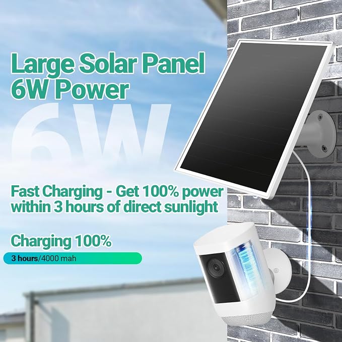 Solar Panel for Ring Camera, 6W Solar Charger - Image 2