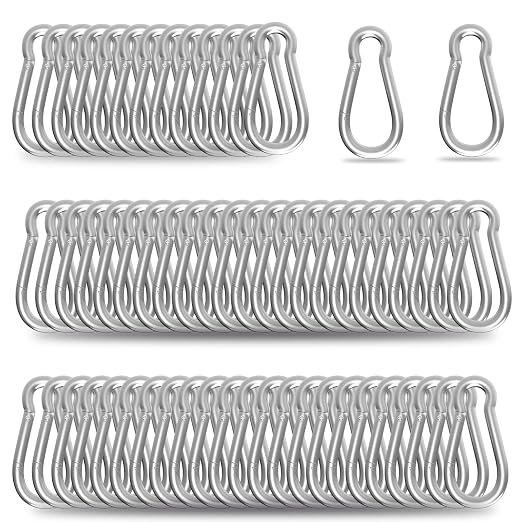 Carabiner, Heavy Duty Galvanized Steel Spring Snap Hook Carabiner Clips by High-PQ
