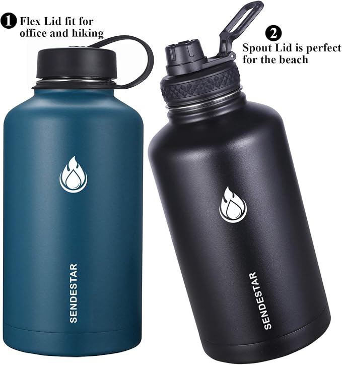 SENDESTAR 64 oz Water Bottle Double Wall Vacuum Insulated Leak Proof Stainless - Image 5