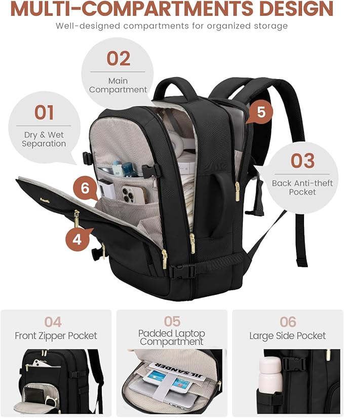 LOVEVOOK Carry On Travel Backpack - Image 4