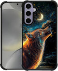 for Samsung Galaxy S24 S25 Case, Star Cave Hungry Wolf Pattern Graphic Design by FKBRCL4U
