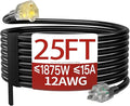 25 FT 12 Gauge Extension Cord Outdoor, Heavy Duty Weatherproof & Flame by Skrizcable