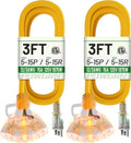 POWGRN 3 FT 2 Pack 12/3 Gauge Extension Cord by POWGRN