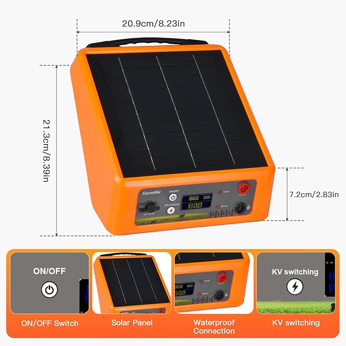 20 Miles Solar Powered Electric Fence, 6-12KV Adjustable Output Solar Charger - Image 6