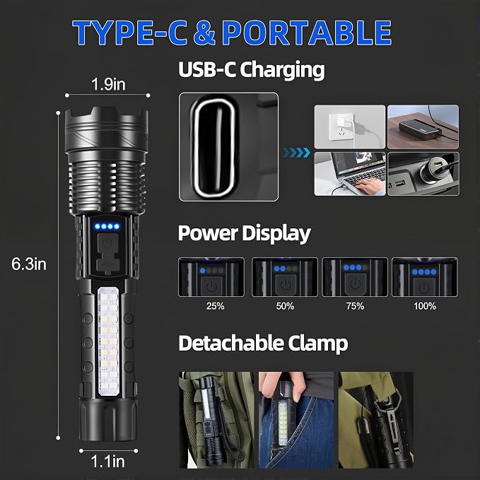 Rechargeable Flashlights High Lumens, 7Mode LED Flashlight Rechargeable - Image 6