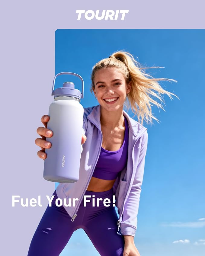 TOURIT 32 oz Insulated Water Bottle, Stainless Steel Sports Water Bottles - Image 9