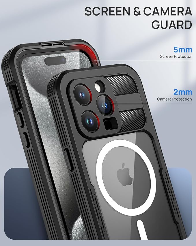 Lanhiem Magnetic for iPhone 15 Pro Max Waterproof Case, Built-in Privacy Screen - Image 7