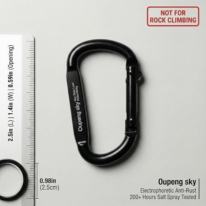 Carabiner Clip - Heavy Duty Carabiners 800lbs-13KN Carabeaner D Ring Shape - Image 2