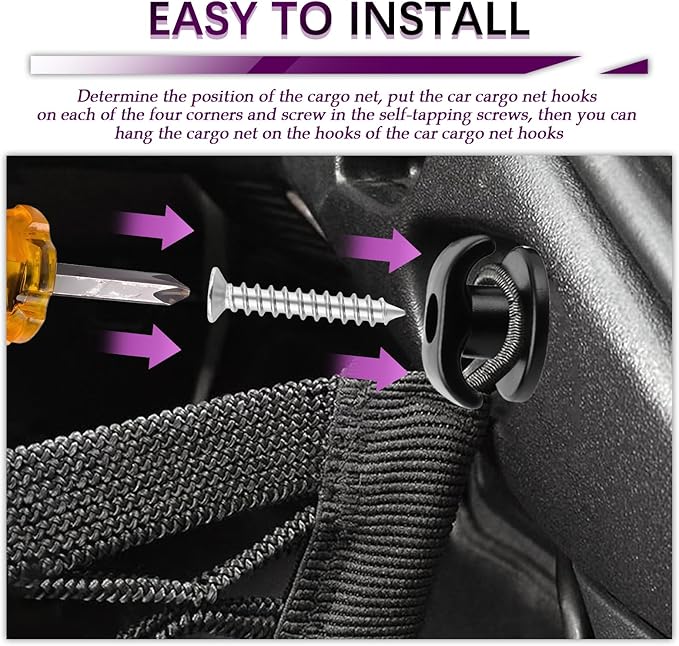 Aokdom 4PCS Car Cargo Net Hooks, Upgraded Cargo Net - Image 4