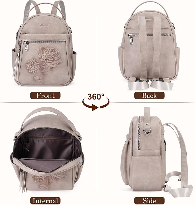 Mini Backpack Purse for Women, Embossed Leather Small Backpack Fashion Travel - Image 4
