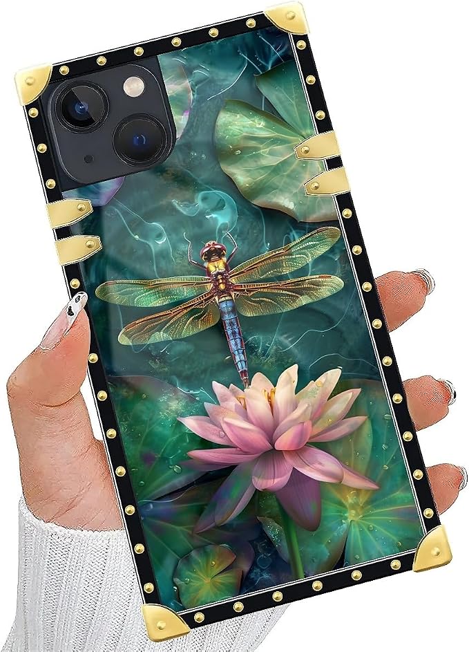 Compatible with iPhone 14 Case, Colourful Dragonfly Pink Lily Pads Luxury - Image 5