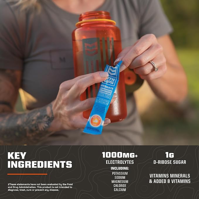 MTN OPS Hydrate Electrolytes Powder Drink Mix, 20 Single Serving On-The-Go - Image 5
