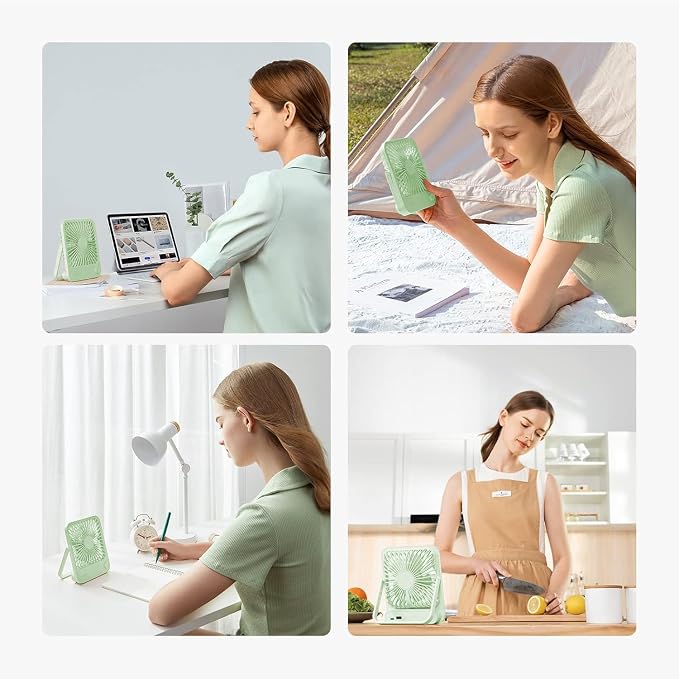 JISULIFE Desk Fan Battery Rechargeable, 4500mAh 180°Foldable Portable Personal - Image 7
