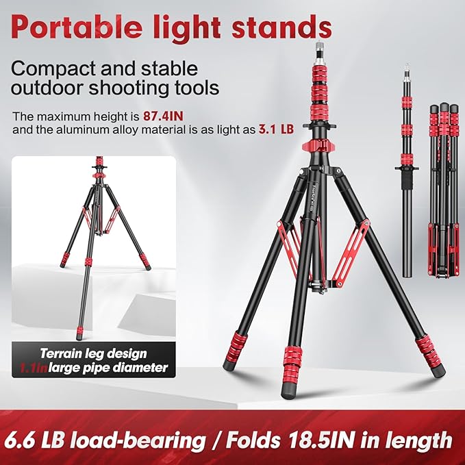 FreeSea Light Stand with Storage Bag, 87.4 inch/2.22m Aluminium Photography - Image 2