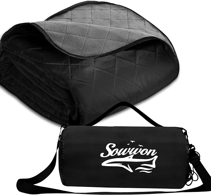 Waterproof Outdoor Blanket 92”X 60” Packable, Stadium Blankets by sowwon