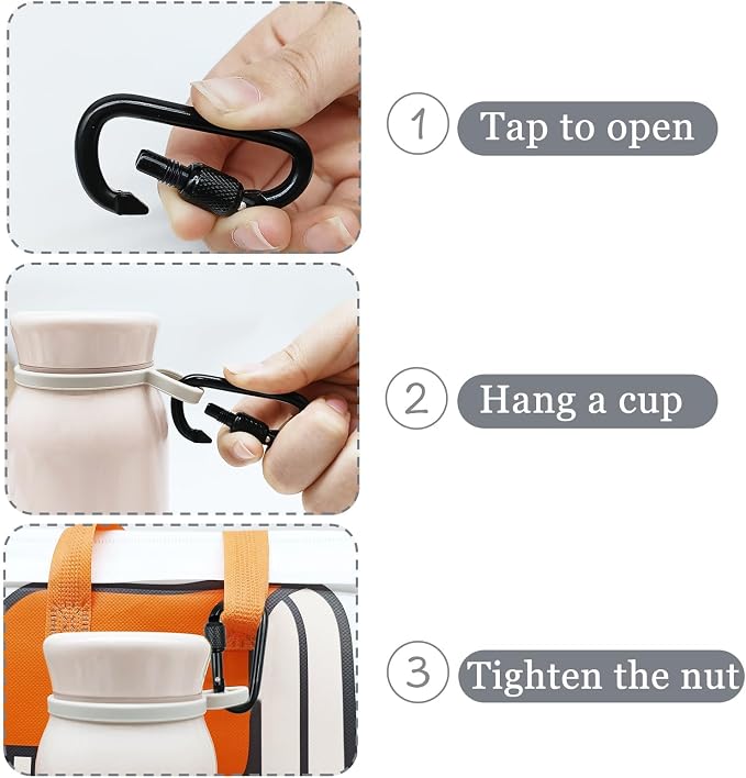 YUCHIYA 8 Pack D-Shape Carabiner Clasp - Image 3