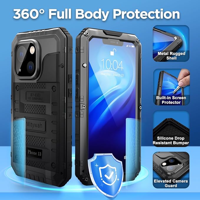 Mitywah Waterproof Case for iPhone 13, Heavy Duty Military Grade Drop - Image 5