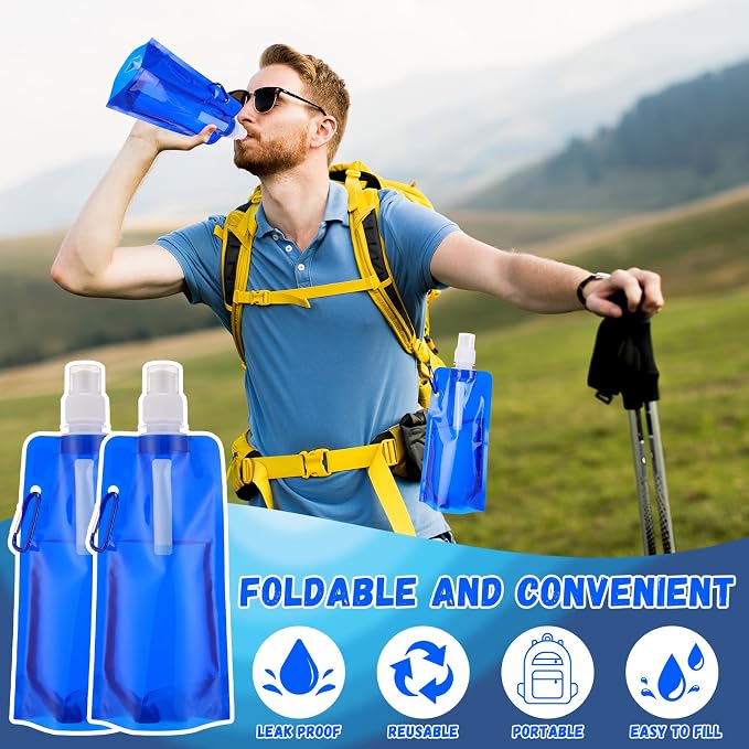 Teenyyou 24pack Collapsible Water Bottles Bulk 16oz Foldable Water Bottles - Image 5
