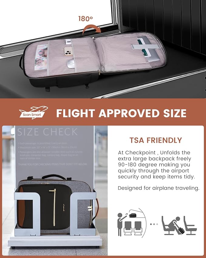 LOVEVOOK 40L Travel Backpack for Women & Men, Airline Approved Carry On Luggage - Image 2